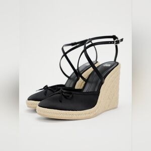 Zara Satin Effect Wedge Sandals